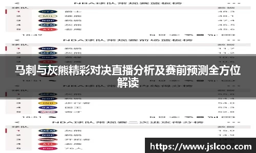 马刺与灰熊精彩对决直播分析及赛前预测全方位解读